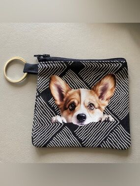 Corgi Coin or Key Purse Pouch with key ring